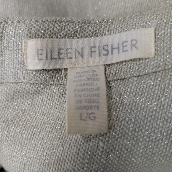 Eileen Fisher Dress Womens Large Beige Metallic Organic Linen Shift Lagenlook - Picture 2 of 14